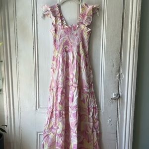 Hill House Ellie Nap Dress Linen Candy Kaleidoscope Midi Dress Size XS